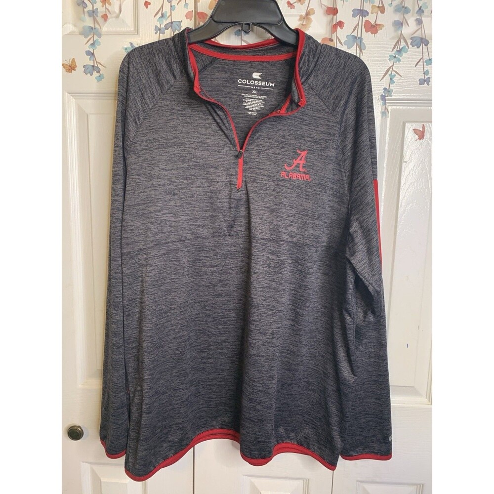 Alabama Crimson Tide 1/4 Zip Jacket Men's Large Colosseum NCAA College Red Gray